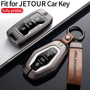 Étui en alliage de zinc et cuir pour clé de voiture Chery Jetour Dashing <span class=keywords><strong>IDM</strong></span> I-DM X-1Plus, coque complète avec boucle métallique, accessoires - Product Image 4