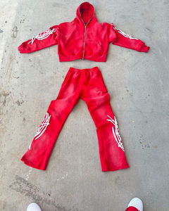 Pantalon de survêtement à capuche délavé à l'acide avec fermeture éclair pour hommes survêtement d'hiver respirant pour adultes - Product Image 3