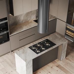 Armoires de <span class=keywords><strong>cuisine</strong></span> KEJIA de style shaker moderne et transitionnel, en bois grainé, avec îlot, pour projets d'intérieur de villas de luxe - Product Image 4