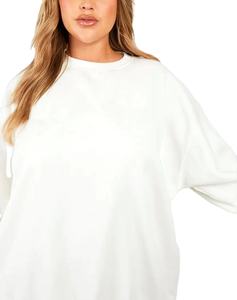 High Quality Women's Autumn/Winter Casual <b>Sweatshirt</b> Custom Front Solid Color O-Neck Pullover Oversized Fit 100% Cotton Fleece - Product Image 3