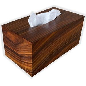 Boîte à mouchoirs en bois de luxe sculptée à la main, finition foncée, pour la décoration de table à manger à l'hôtel et à la maison - Product Image 1