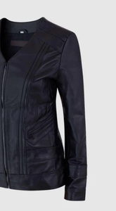 Transpirable de alta calidad para mujer, prendas de vestir exteriores, estilo de moda, nuevo modelo, chaqueta informal con cremallera para mujer, chaqueta de cuero para mujer - Product Image 2