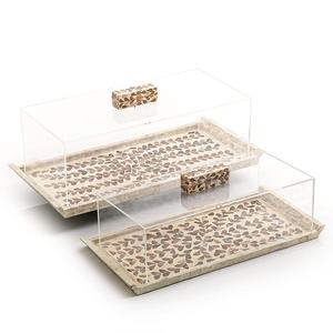 Decoración DE MESA DE BODA, soporte para servir pasteles, soporte redondeado para tarta de madreperla, soporte para tarta de madera para Hotel y restaurante - Product Image 3