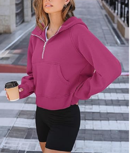 Haute qualité personnalisé surdimensionné demi fermeture éclair femmes sweats tenue décontracté pour l'hiver en gros du Bangladesh - Product Image 2