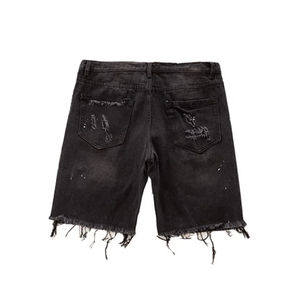 Pantalones cortos de mezclilla desgastados de talla grande para hombre, corte holgado con borlas y dobladillo crudo, pantalones cortos de playa personalizables, patrón con bolsillos, talla XS - Product Image 2