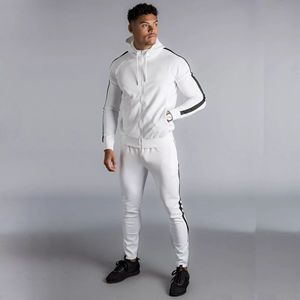 2022 hiver Offre Spéciale hommes taille XL coupe ajustée 100% coton Polyester Jogging survêtement plaine rayure fermeture éclair conception vierge avec Logo - Product Image 2