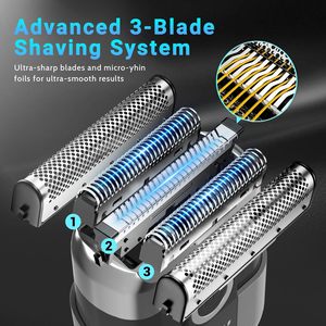 Mini rasoir électrique portable pour hommes avec écran LED, rasoir à grille rechargeable avec 3 lames flottantes pour le rasage du visage - Product Image 5