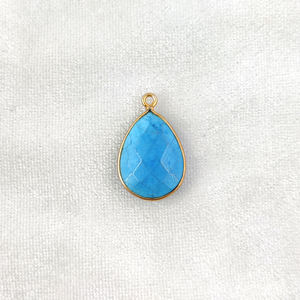 Blue Turquoise Gemstone 18x13mm Pear Shape Pendant 925 Sterling Silver Bezel Set Gold Vermeil Fine Pendants <b>Charms</b> for Party - Product Image 4