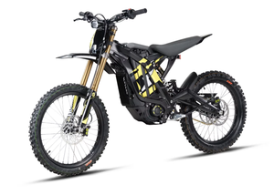 Moto électrique tout-terrain noire et jaune, moto double usage avec fourches dorées, batterie au lithium >80 km/h, 1001-2000W, freins à disque - Product Image 1