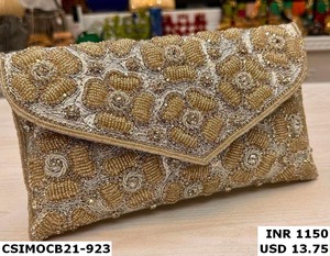 Designer Evening Silk <b>Clutch</b> Bag Handmade by Artisans Stylish Blend of Tradition Elegance Memorable Purse for Ladies' Parties - Product Image 4