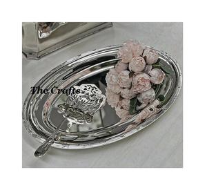 Bandeja de servir de acero inoxidable de forma rectangular con asas de madera y fregona Bandeja de comida de vajilla de la mejor calidad en la India - Product Image 4