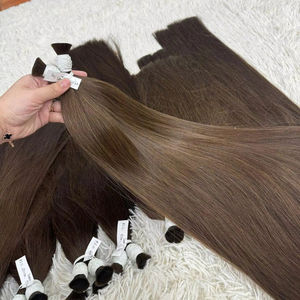 Precio de fábrica Color claro #4 Extensiones de cabello Remy natural Recto Onda de cuerpo profundo Trama de cabello virgen a granel Color claro Teñido Negro - Product Image 1