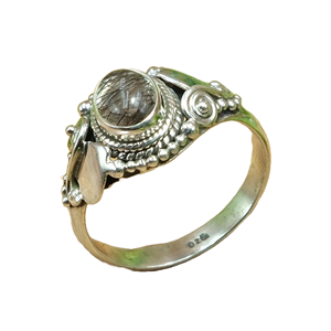 Natural Black Rutile Quartz Handmade 925 Sterling <b>Silver</b> Designer <b>Ring</b> for Women & <b>Men</b> - Product Image 1