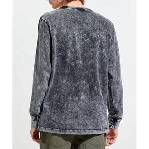 T-shirt 100% coton personnalisé délavé à l'acide T-shirt graphique minéral vintage solide col rond coupe ample Vintage délavé à l'acide minéral col rond - Product Image 6