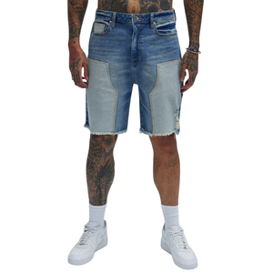 Pantalones Cortos de Mezclilla para Hombre, Estilo Vintage, Lavados, con Parches, Desgastados, con Dobladillo Deshilachado, Casuales, de Verano, hasta la Rodilla, Cinco Bolsillos, Estilo Urbano, de Secado Rápido - Product Image 1