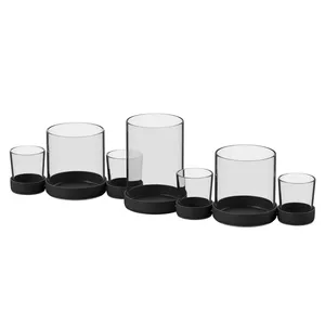 New Design <b>Black</b> Coated Customized Design Tealight <b>Holder</b> With Glass Sjar for Home Table Top <b>Lighting</b> Decoration Use - Product Image 5