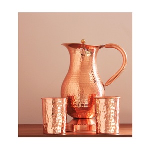 Premium hammered <b>copper</b> <b>jugs</b> and tumblers set created to support mindful drinking while adding traditional charm to homes - Product Image 2