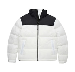 Veste en duvet en toile imprimée personnalisée à col montant et fermeture éclair Manteau d'hiver de marque privée avec logo avant pour hommes - Product Image 2
