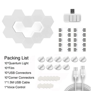 10pcs hình lục giác trong nhà tường đèn không dây điều khiển âm thanh lục giác lượng tử LED ánh sáng cho phòng ngủ trang trí đèn ngủ - Product Image 4