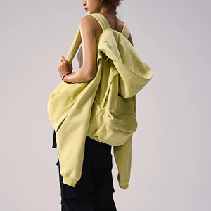 Nouveau sweat à capuche oversize tendance en coton Y2k vintage avec fermeture éclair et épaules tombantes, impression de logo personnalisé, sac à dos pour femme - Product Image 5