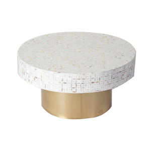 Mesa de centro blanca con elegante patrón de ojo de gato y diseño de silueta con incrustaciones de hueso listo para enviar muebles de sala de estar con estilo - Product Image 5