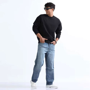 เสื้อสเวตเชิ้ตคอกลมสีดำล้วนสำหรับผู้ชาย ทรงปกติ สวมใส่สบาย ผลิตจากผ้าฝ้ายถัก 100% เหมาะสำหรับใส่ในฤดูใบไม้ร่วง - Product Image 6