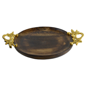 Plateau de service en bois avec logo personnalisé plateaux en bois prix de gros plateau de service à café en bois avec poignées en métal pour la décoration intérieure - Product Image 2