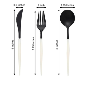 Elegante Juego de Cubiertos con Cabeza Negra y Mango Blanco, Ideal para Restaurantes, Hoteles, Resorts, Eventos y Uso Doméstico Elegante, Hecho en India - Product Image 3