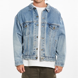 100 Cotton Washed Men Denim Jacket Oversized <b>Button</b> Front Vintage High Quality Casual Jacket for Men - Product Image 4
