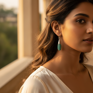 ต่างหูเงินแท้ 925 ประดับพลอยสีเขียว ของขวัญแฟชั่นสำหรับผู้หญิง - Product Image 2