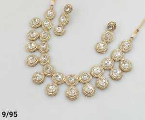 Diseñador de fiesta desgaste AntiquePlated Kundan piedra joyería tradicional hermoso diseño Simple gargantilla collar pendiente para mujer - Product Image 6