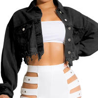 Kivotech-Chaqueta vaquera corta para mujer, ropa informal ajustada ligera con bolsillos elásticos para Otoño/Invierno