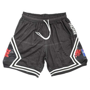 Pantalones cortos de malla transpirable de poliéster 100% al por mayor personalizables MOQ bajo cierre elástico de cintura media estilo caliente calle alta sólido - Product Image 6