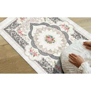 Floral Beige Prayer <b>Rug</b>: Islamic Muslim Gift, Easy Clean,Nonwoven <b>Thin</b> <b>Rug</b> - Product Image 1