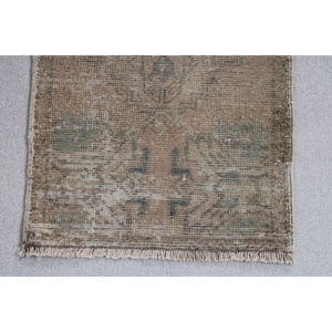 Turkish Rug, 1.6x3.1 ft Vintage Rug, <b>Brown</b> Gray Patchwork <b>Wool</b> Rug - Product Image 5