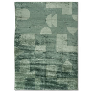 Tapis en soie de bambou noué à la main Kavi Green, motif abstrait Free Verse, style classique pour la décoration de la maison et du salon EPB-367 - Product Image 1
