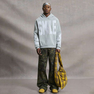 Sweat-shirts à capuche décontractés pour hommes, coupe ample, pull-over, fabrication OEM/ODM, approvisionnement direct d'usine, broderie, patch, sweat-shirts à capuche surdimensionnés pour hommes - Product Image 6