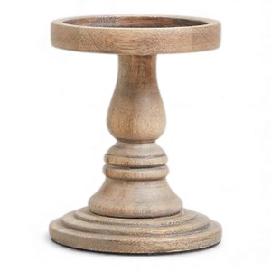 Porte-bougie en bois massif arrondi avec finition à grain naturel lisse pour la décoration de la maison moderne et rustique - Product Image 5