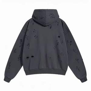 Haute qualité unisexe personnalisé mode américaine en détresse sweats à capuche pull en polaire lourd pour hommes avec motif 3D et capuche - Product Image 3