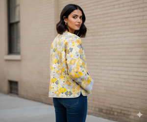 Veste matelassée en coton pour femmes, à porter devant, à rayures, style bohème, double face, crop top - Product Image 2