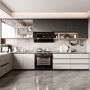 Tùy Chỉnh Thân Thiện Với Môi Pháp Thiết Kế Modular Tủ Bếp Bằng Gỗ Với Cửa Kính Cho Rượu Vang Hầm Và Bệnh Viện Sử Dụng - Product Image 2