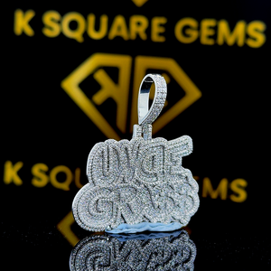 Pendentif Moissanite personnalisé, pendentif Moissanite VVS en pendentif, pendentif Moissanite VVS, pendentif Moissanite Hip Hop en argent, bijoux pour hommes - Product Image 4