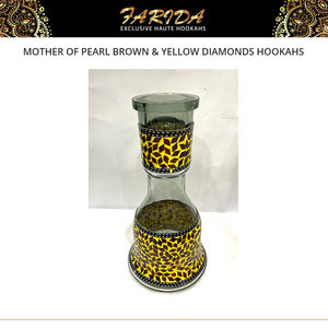 Chichas de luxe en acier inoxydable plaqué or avec nacre égyptienne et diamants bruns et jaunes - Product Image 6