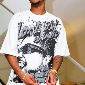 High-Quality Custom Heavyweight 100% Cotton Streetwear Casual Short Sleeve <b>Men</b> O-Neck Collar 300Gsm Eco-Friendly T-Shirt - Product Image 4