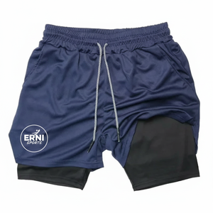 Men Double <b>Layer</b> Sporty Board Shorts Workout Shorts with Pockets Inter-lock Quick Dry Waterproof Breathable OEM Service - Product Image 2