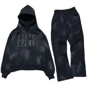 OEM Pantalon de survêtement à capuche évasé 320GSM personnalisable pour hommes, survêtement d'hiver, jogging imprimé bouffant lourd, grande taille, solide - Product Image 4