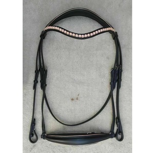 Tack Rose Gold Piping Drop Noseband Horse Bridle -Rose Gold - Product Image 1