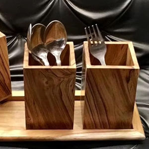 Soporte para cucharas y espátulas de madera para encimera, soporte para cucharas hecho a mano con madera sostenible a precio económico - Product Image 1