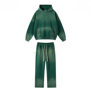 Survêtements pour hommes personnalisés à manches longues, lavés à l'acide, coupe-vent, vêtements de sport d'hiver, logo imprimé, taille plus, tissu en molleton 100% coton - Product Image 1