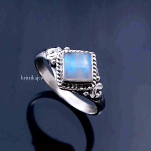 Best Selling Unisex 925 Sterling <b>Silver</b> Oval Cut Moonstone Gemstone Bezel Setting Bohemian Certified Wedding Engagement <b>Ring</b> - Product Image 1